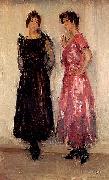 Isaac Israels Two models, Epi and Gertie, in the Amsterdam Fashion House Hirsch Spain oil painting artist